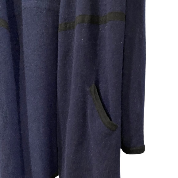 Ladies Navy Super Soft Cashmere Waterfall Open Sweater Cardigan with Pockets L - Picture 6 of 7